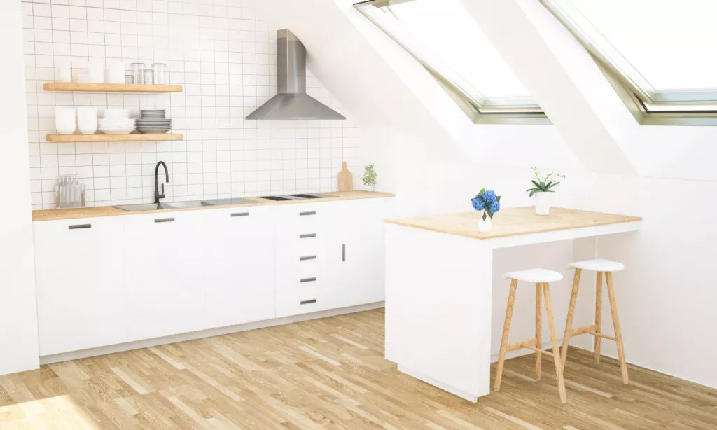 minimal modern attic kitchen